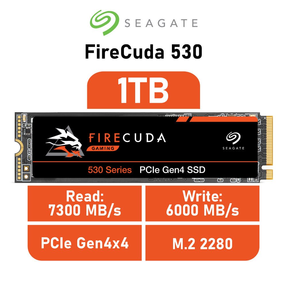 Seagate FireCuda 530 1TB PCIe Gen4x4 ZP1000GM3A013 M.2 2280 Solid