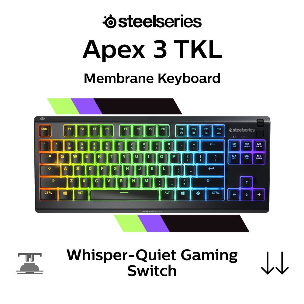 SteelSeries - Apex 3 TKL Wired Membrane Whisper Quiet Switch Gaming  Keyboard